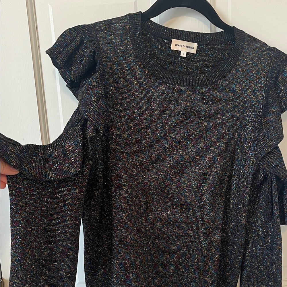 Sunset + Spring Elegant Cold Shoulder Ruffle Slee… - image 4